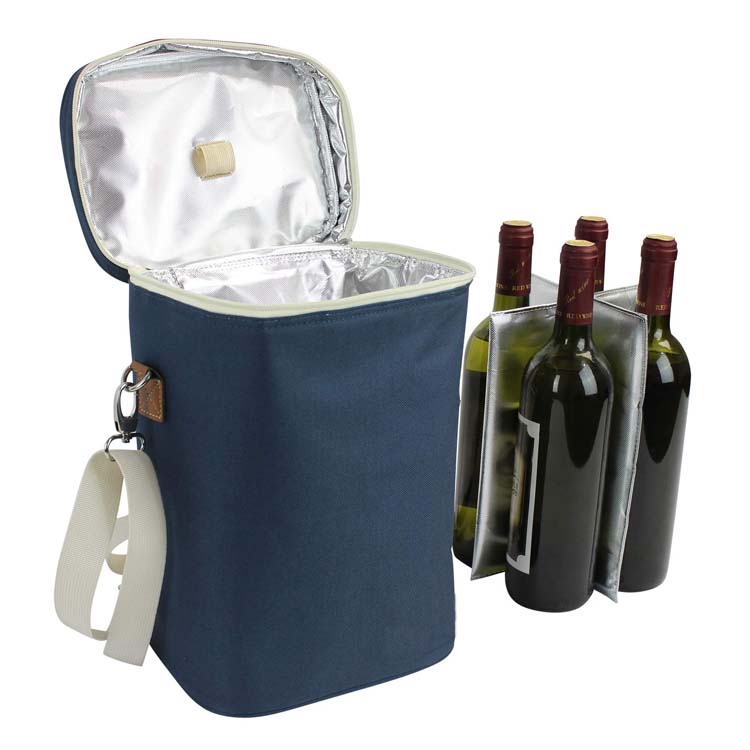 Insulated wine tote personalized wine carrier bag travel padded wine cooler picnic wine bag