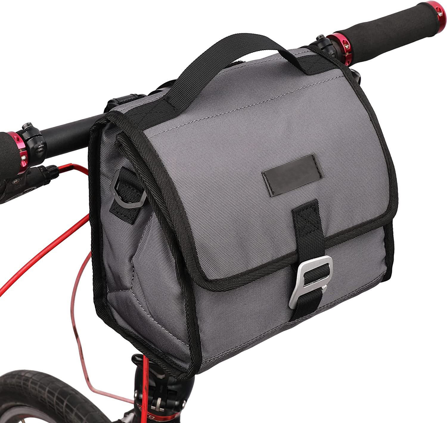 Bike Handlebar Bag Bicycle Front Tube Bag Storage Bag with Shoulder Strap Rain Cover