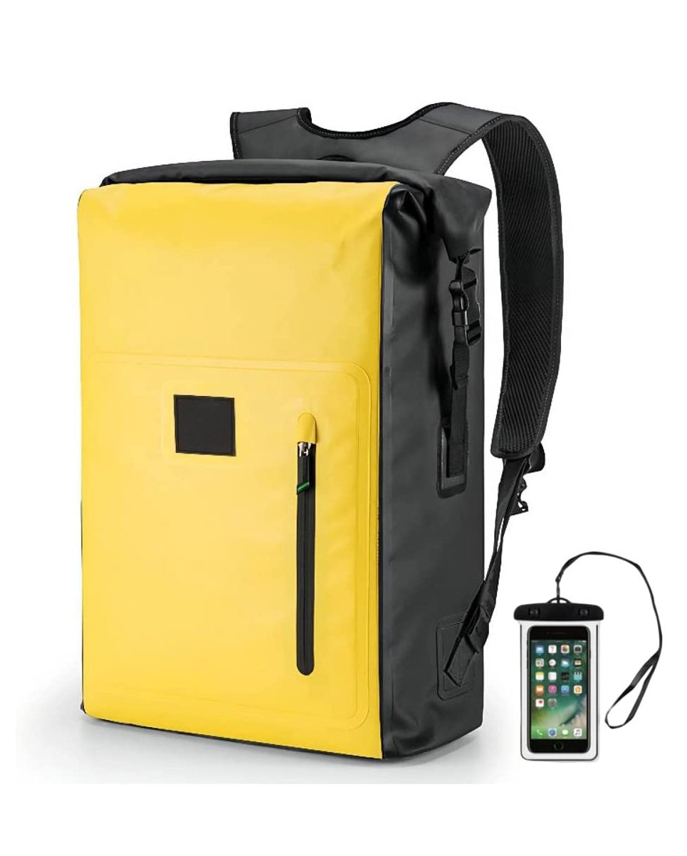 Waterproof Backpack, Heavy Duty Roll-Top Closure with Easy Access Front-Zippered Pocket 