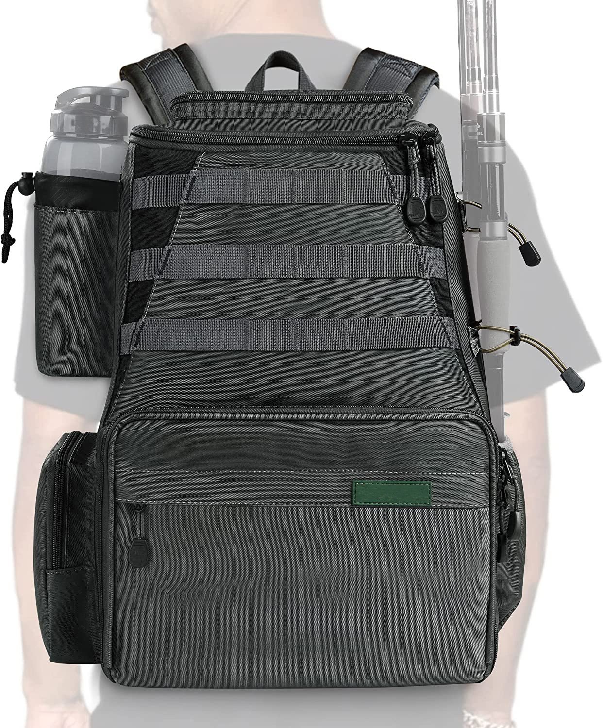 Fishing Tackle Backpack 2 Fishing Rod Holders Without 4 Tackle Boxes,Large Storage Backpack 
