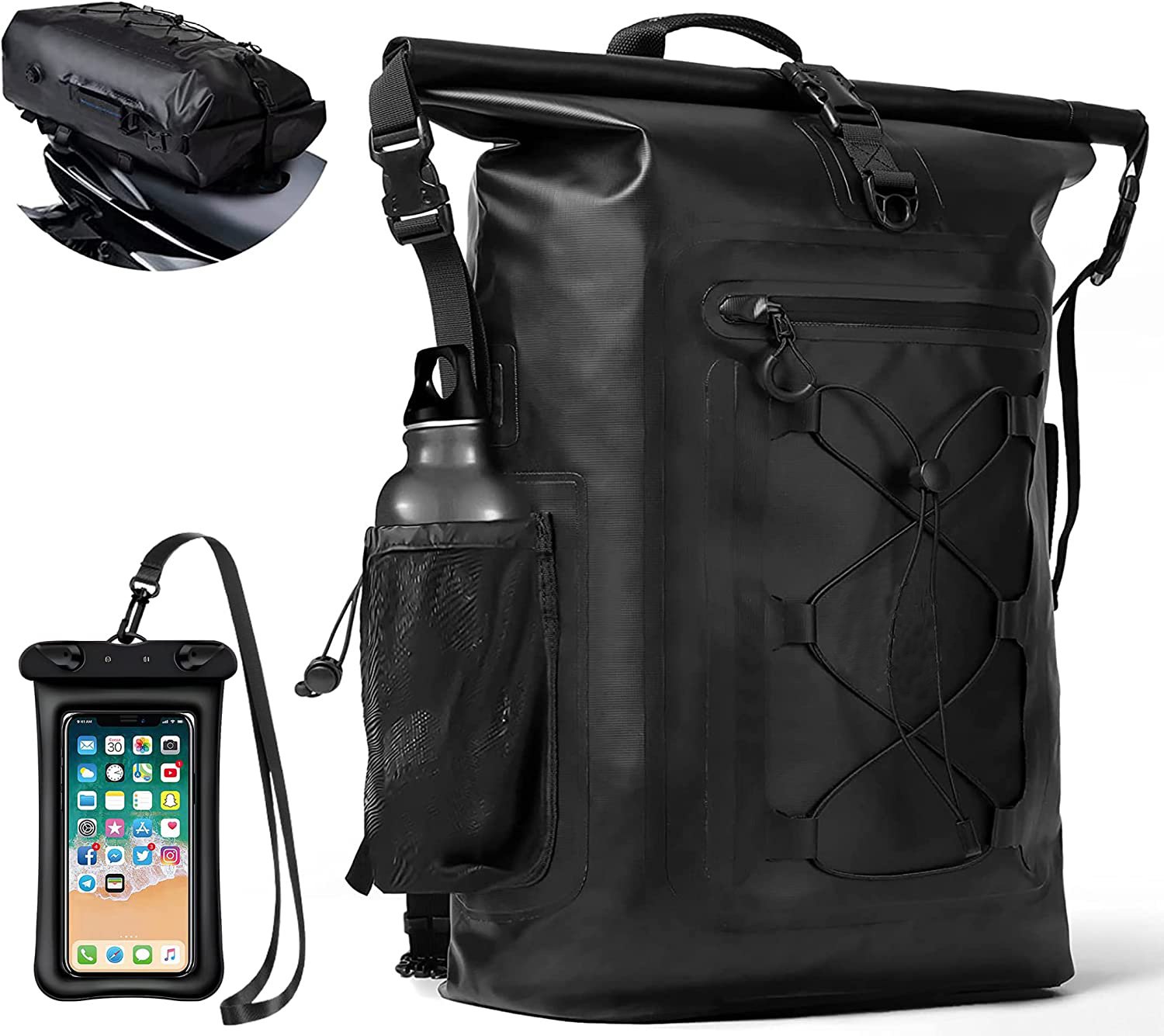 Waterproof Motorcycle Backpack Tail Bags Travel 35L Duffle Bags PVC 500D Waterproof Dry Bags 