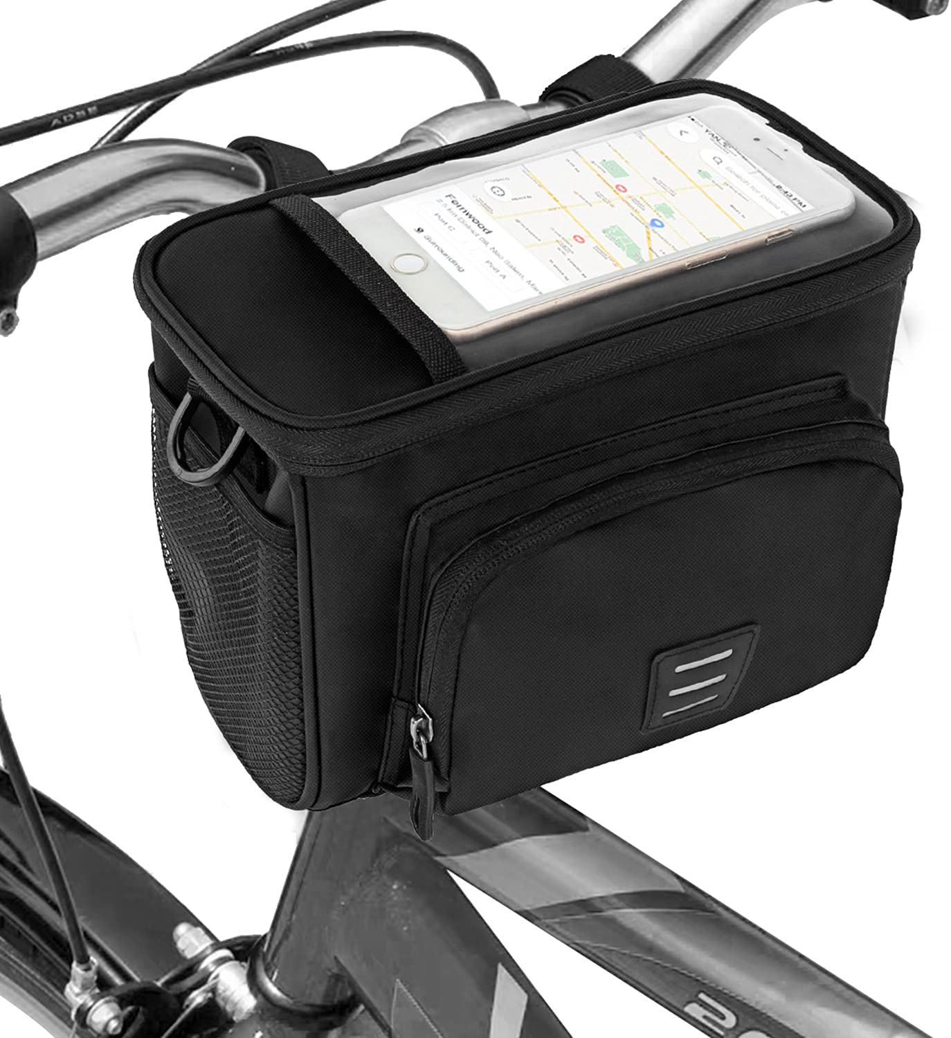 Bike Handlebar Bag Insulated Bicycle Basket Bag, Waterproof Cooler Storage Pouch,Front Phone Bag